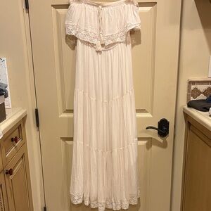 Off-Shoulder Cream Maxi Dress new